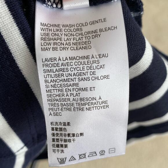 Anthro Maeve blouse women's XS navy blue stripe off the shoulder nautical top - Picture 8 of 9